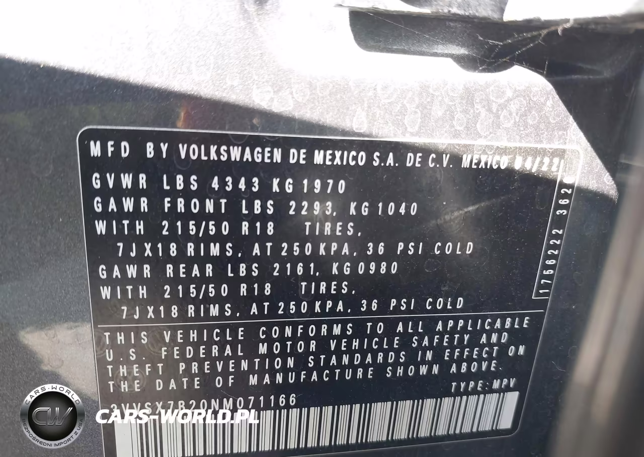 2022 Volkswagen Taos 1.5T Se VIN:3VVSX7B20NM071166 - 9