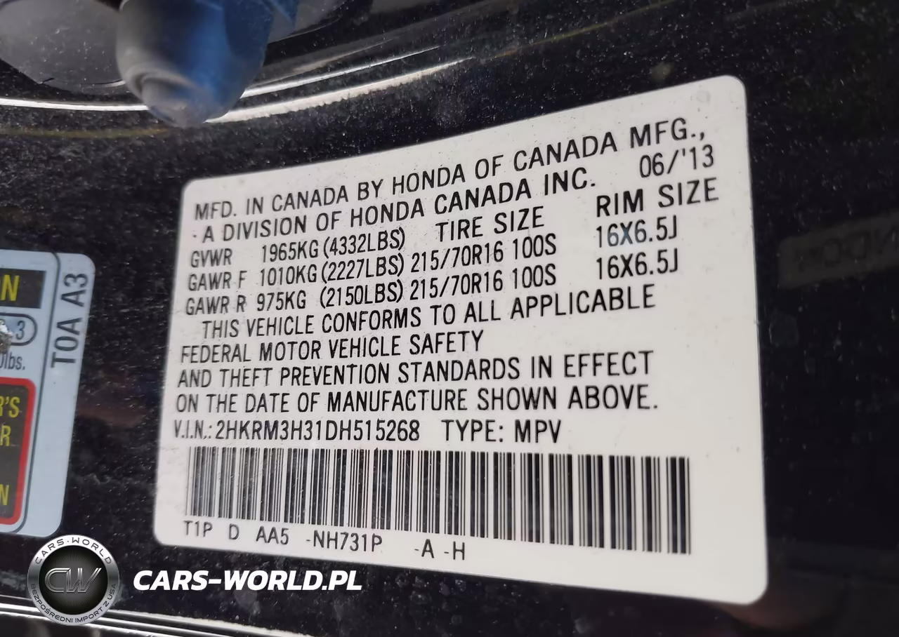 2013 Honda Cr-V Lx VIN:2HKRM3H31DH515268 - 9