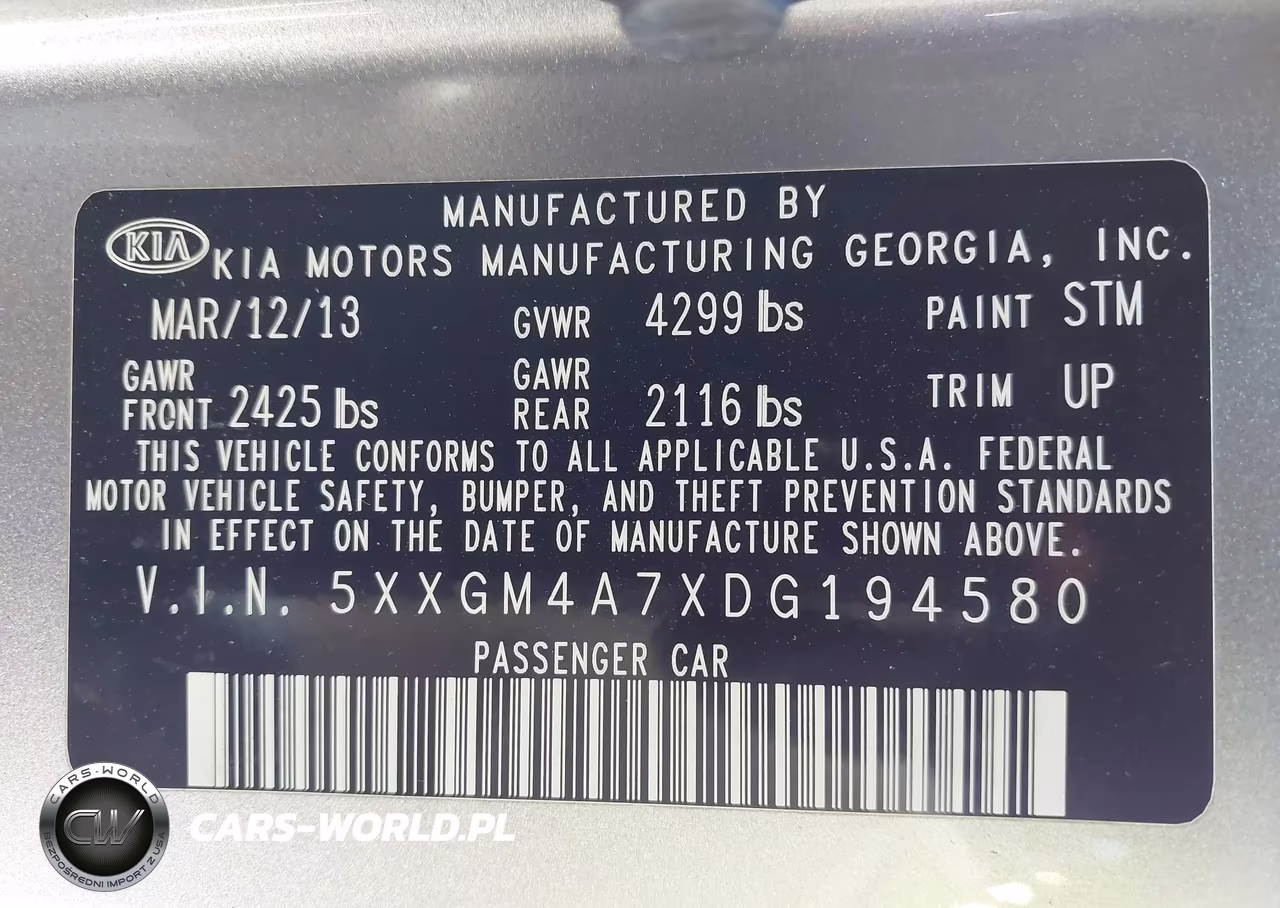 2013 Kia Optima Lx VIN:5XXGM4A7XDG194580 - 9