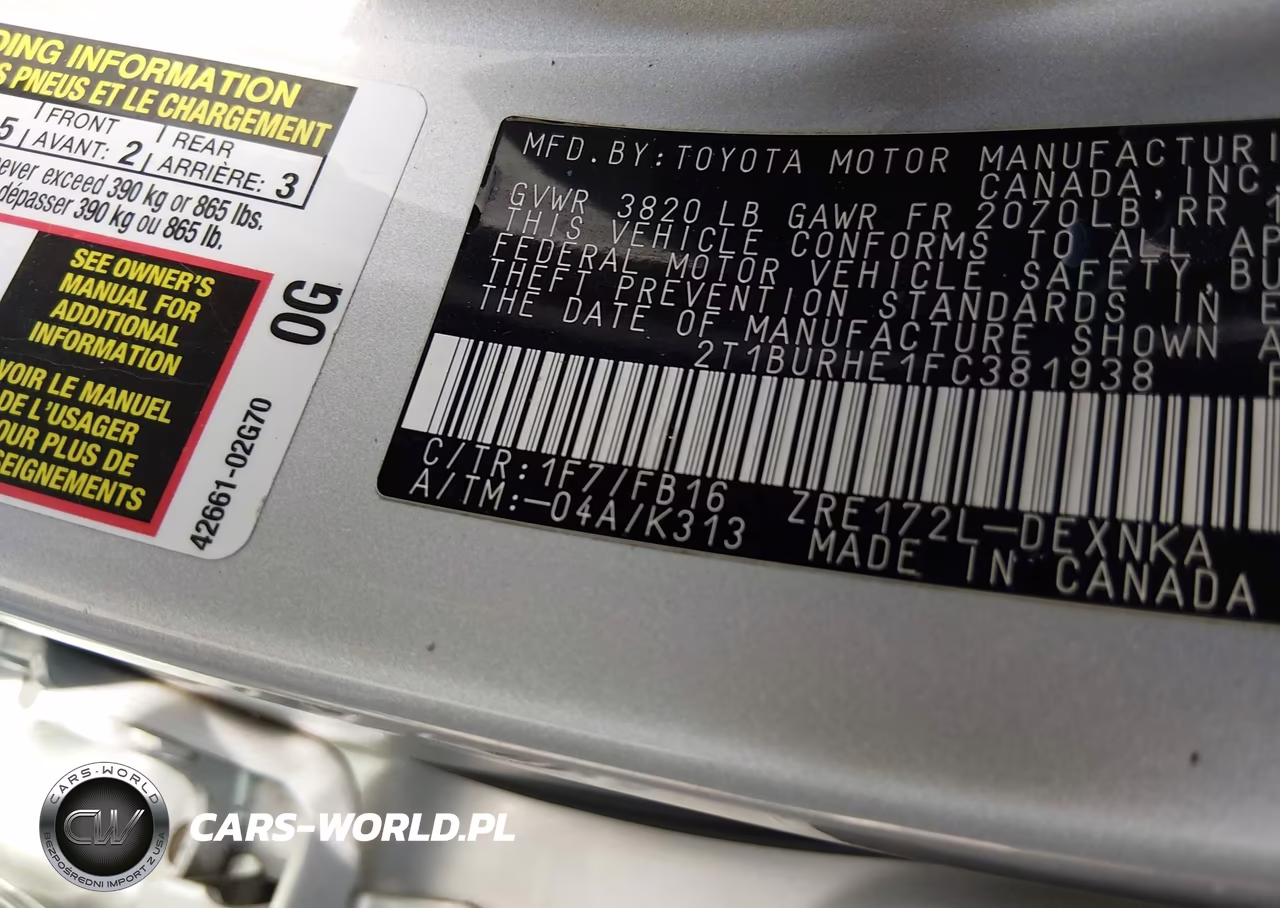 2015 Toyota Corolla Le VIN:2T1BURHE1FC381938 - 9