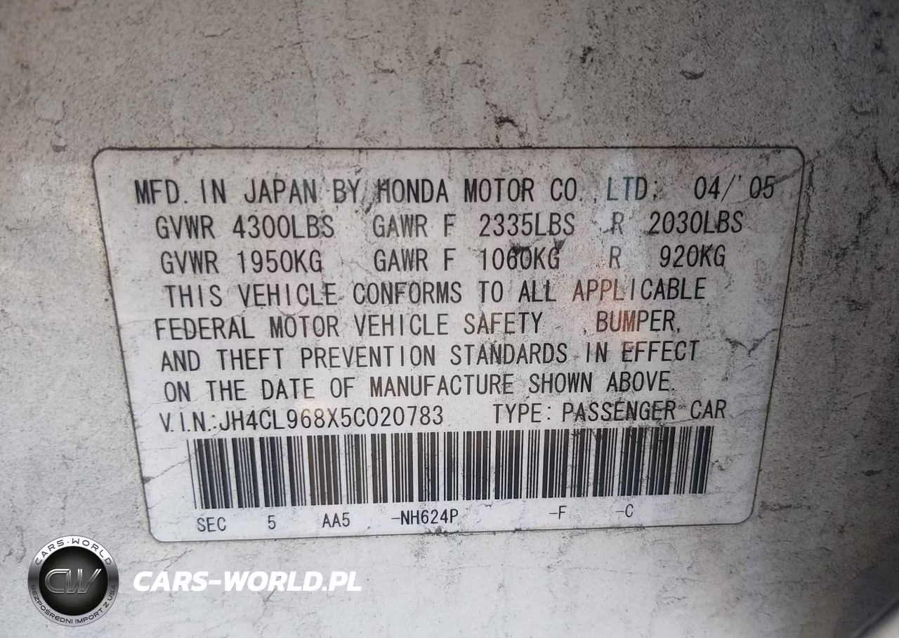 2005 Acura Tsx VIN:JH4CL968X5C020783 - 9
