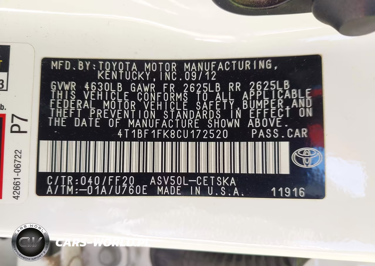 2012 Toyota Camry Se VIN:4T1BF1FK8CU172520 - 9