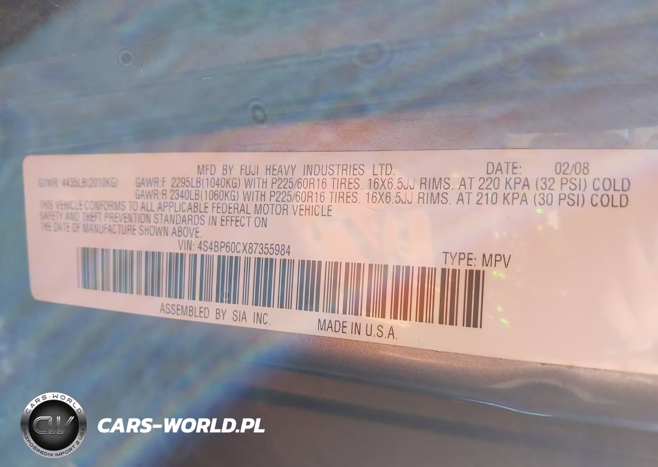 2008 Subaru Outback VIN:4S4BP60CX87355984 - 9