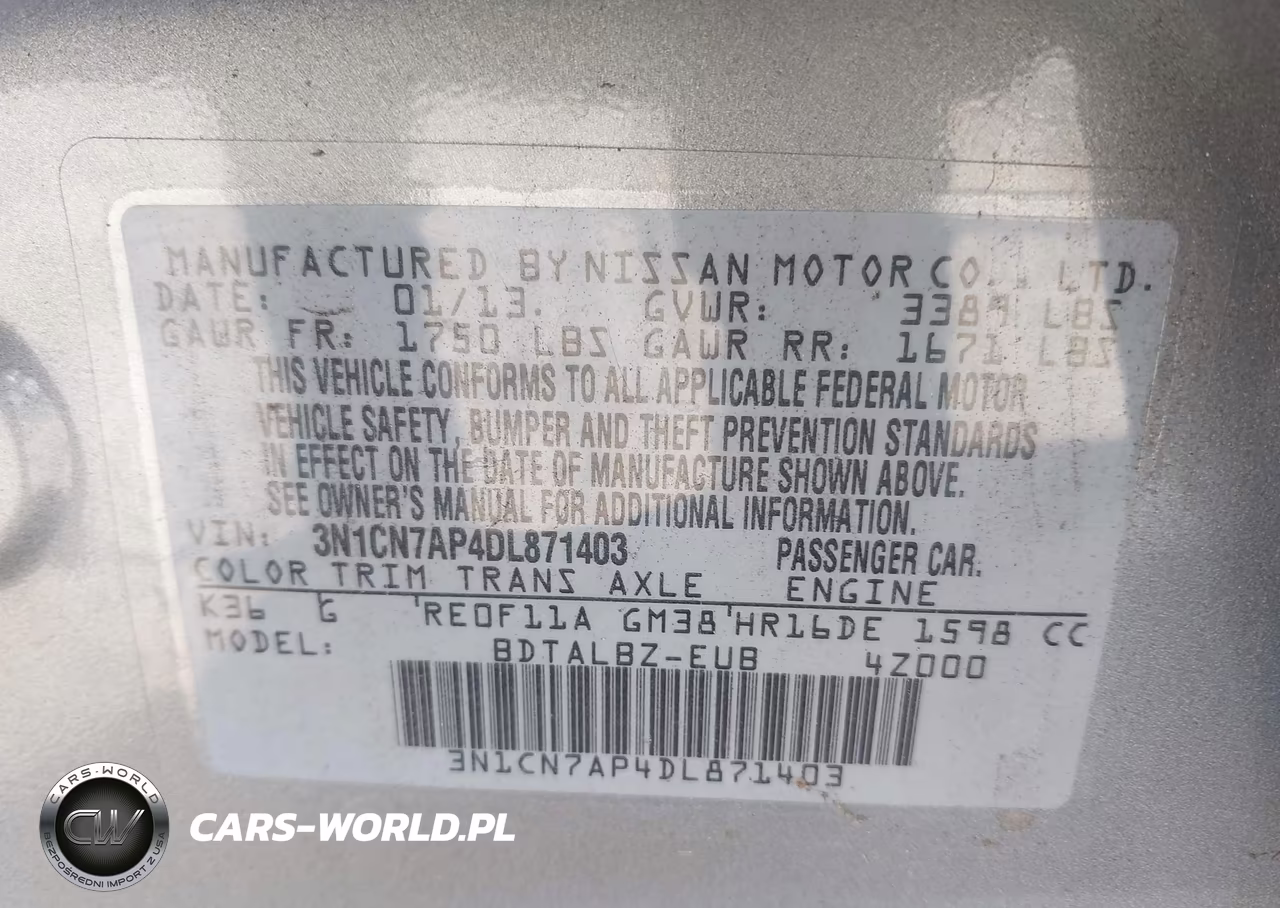 2013 Nissan Versa 1.6 Sv VIN:3N1CN7AP4DL871403 - 9