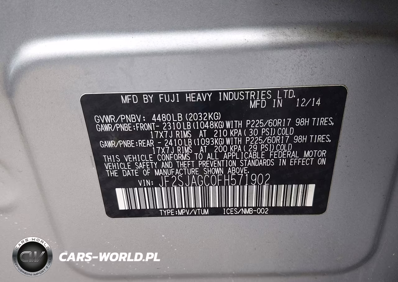 2015 Subaru Forester 2.5I Premium VIN:JF2SJAGC0FH571902 - 9
