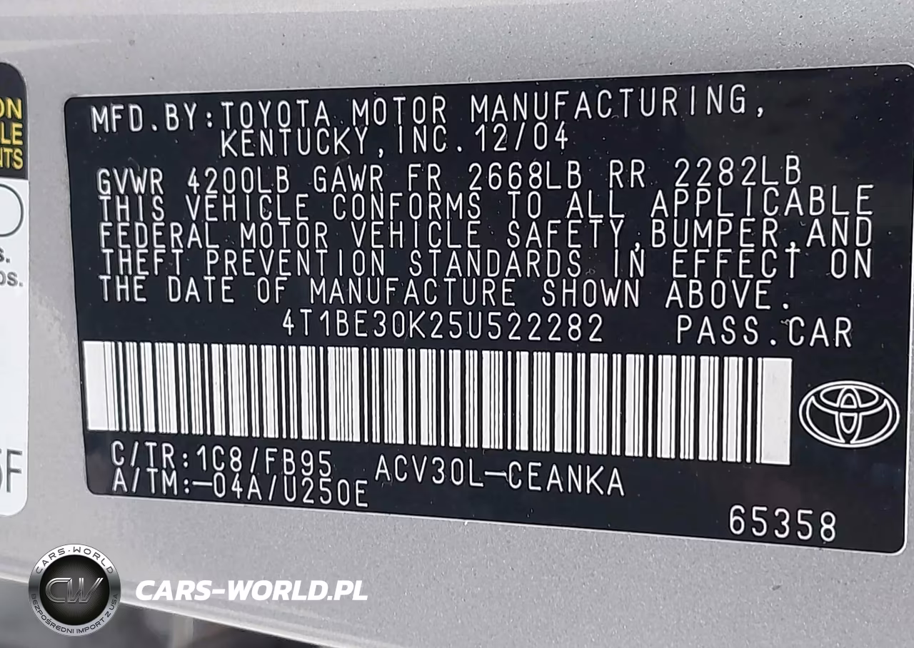 2005 Toyota Camry Le VIN:4T1BE30K25U522282 - 9