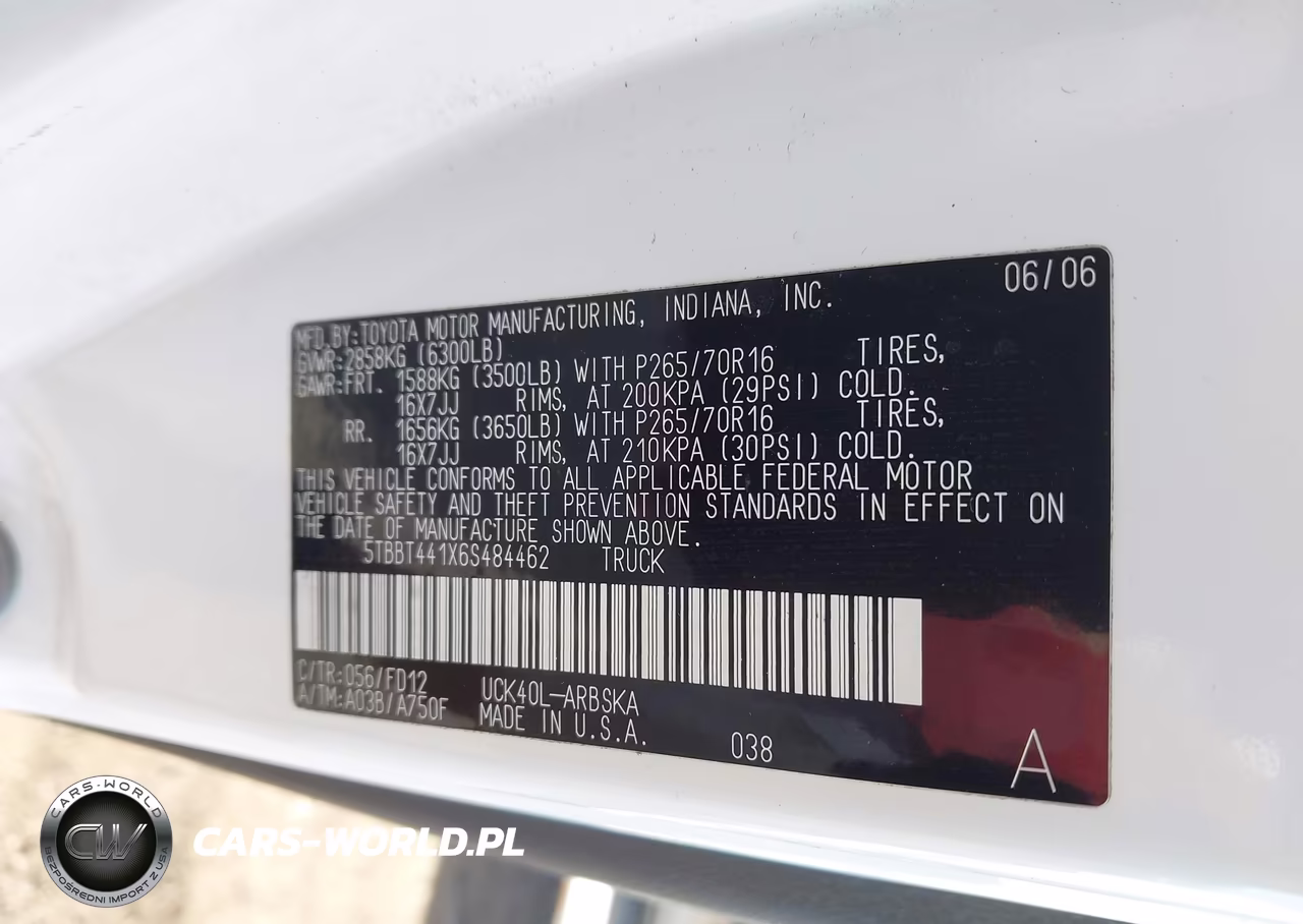 2006 Toyota Tundra Sr5 V8 VIN:5TBBT441X6S484462 - 9