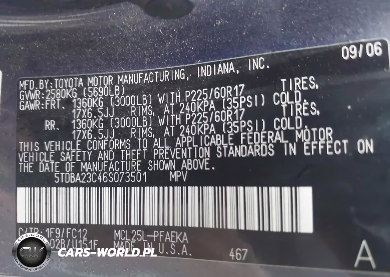 2006 Toyota Sienna Le VIN:5TDBA23C46S073501 - 9