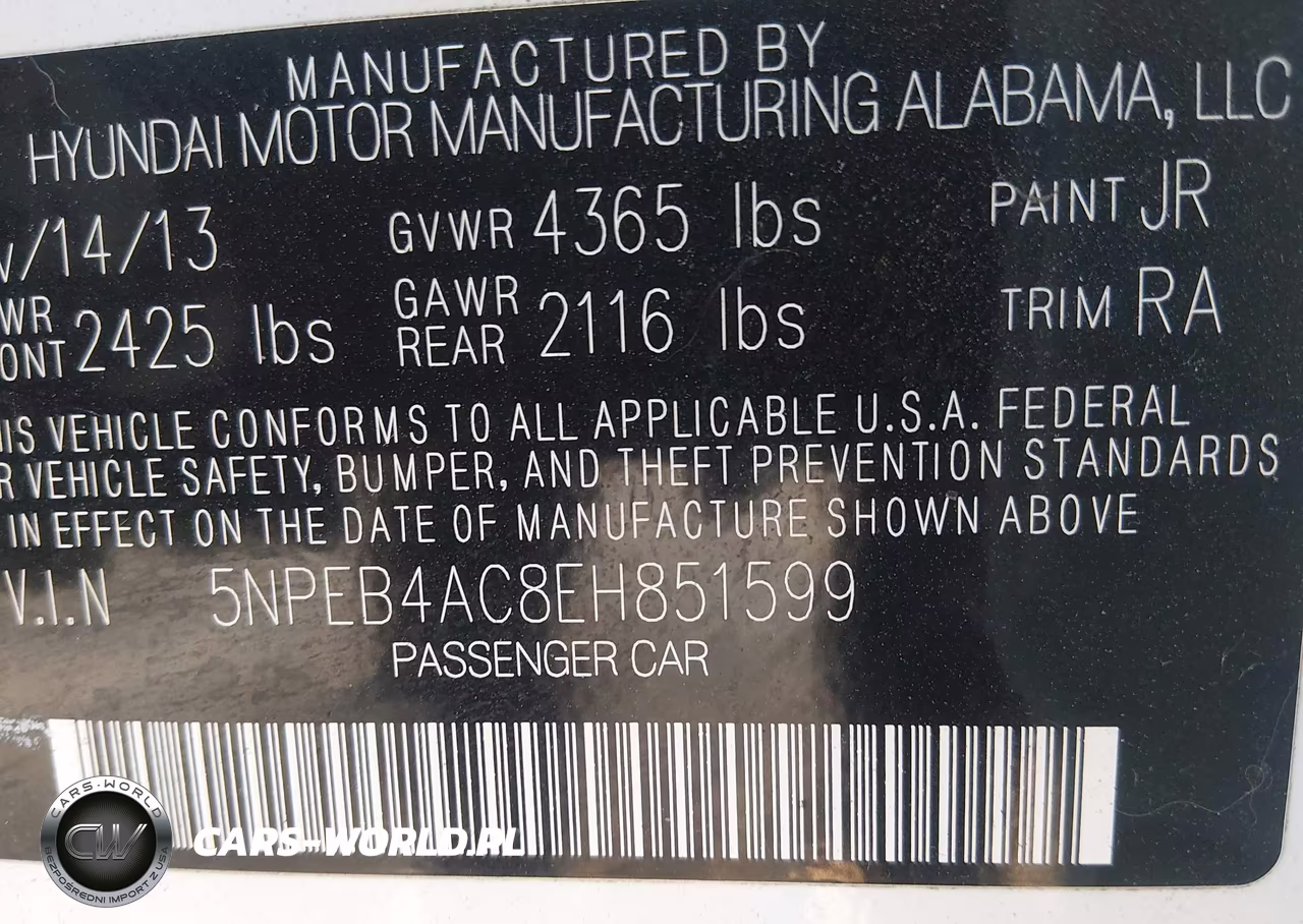 2014 Hyundai Sonata Gls VIN:5NPEB4AC8EH851599 - 9