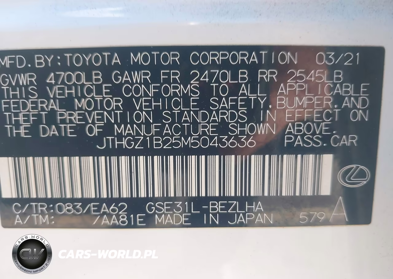 2021 Lexus Is 350 F Sport VIN:JTHGZ1B25M5043636 - 9