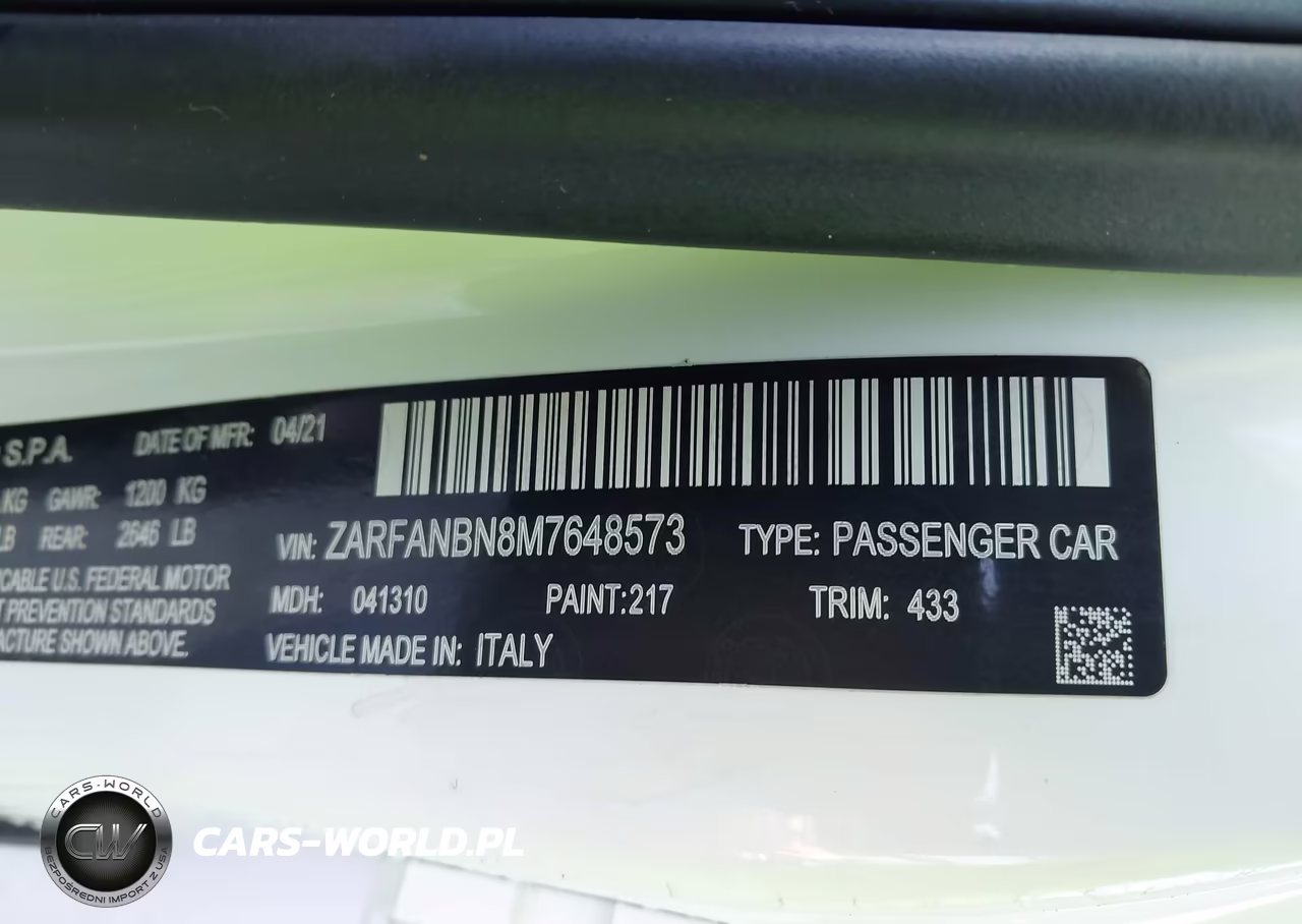 2021 Alfa Romeo Giulia Ti Awd VIN:ZARFANBN8M7648573 - 9