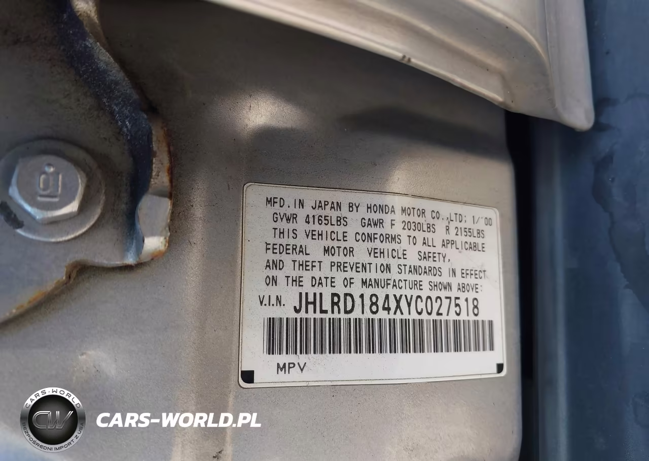 2000 Honda Cr-V Lx VIN:JHLRD184XYC027518 - 9