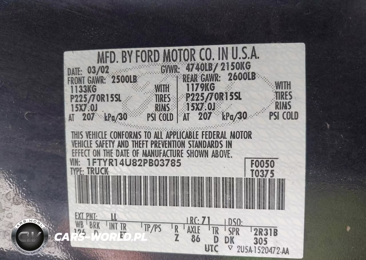 2002 Ford Ranger Edge-Tremor-Xl-Xlt VIN:1FTYR14U82PB03785 - 9