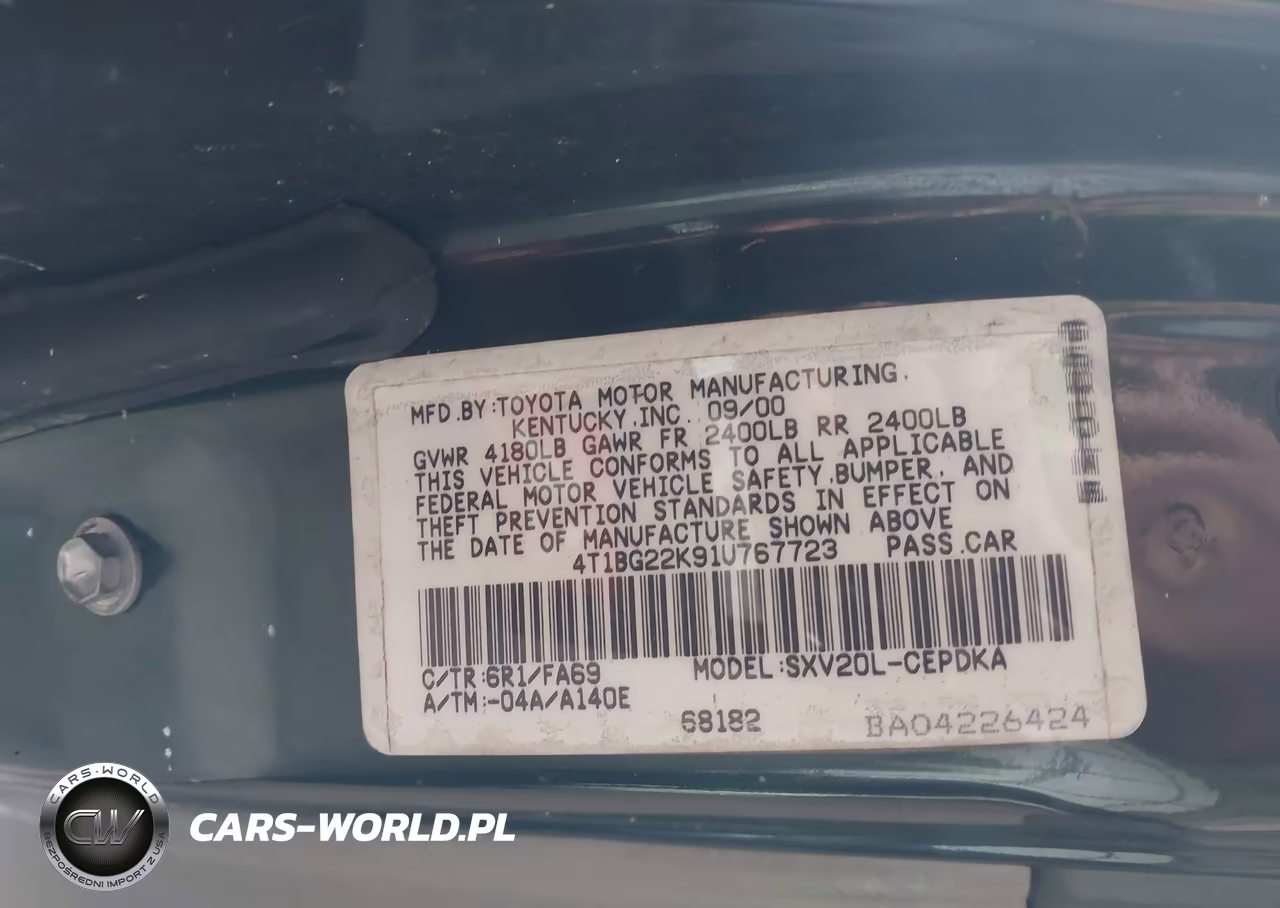 2001 Toyota Camry Ce VIN:4T1BG22K91U767723 - 9