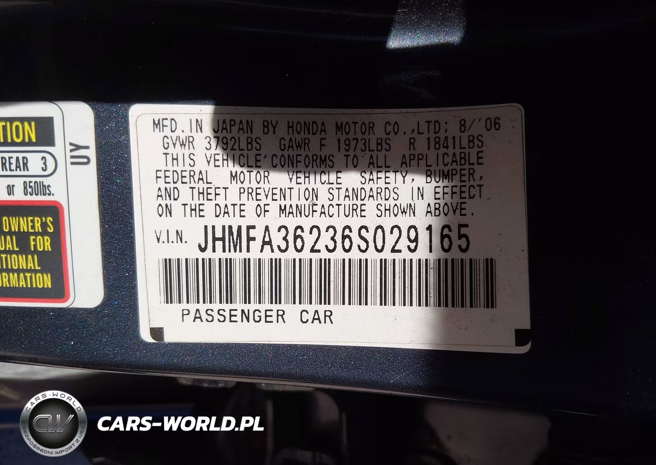 2006 Honda Civic Hybrid VIN:JHMFA36236S029165 - 9