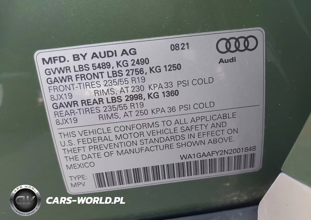 2022 Audi Q5 Premium 45 Tfsi S Line Quattro S Tronic VIN:WA1GAAFY2N2001848 - 9