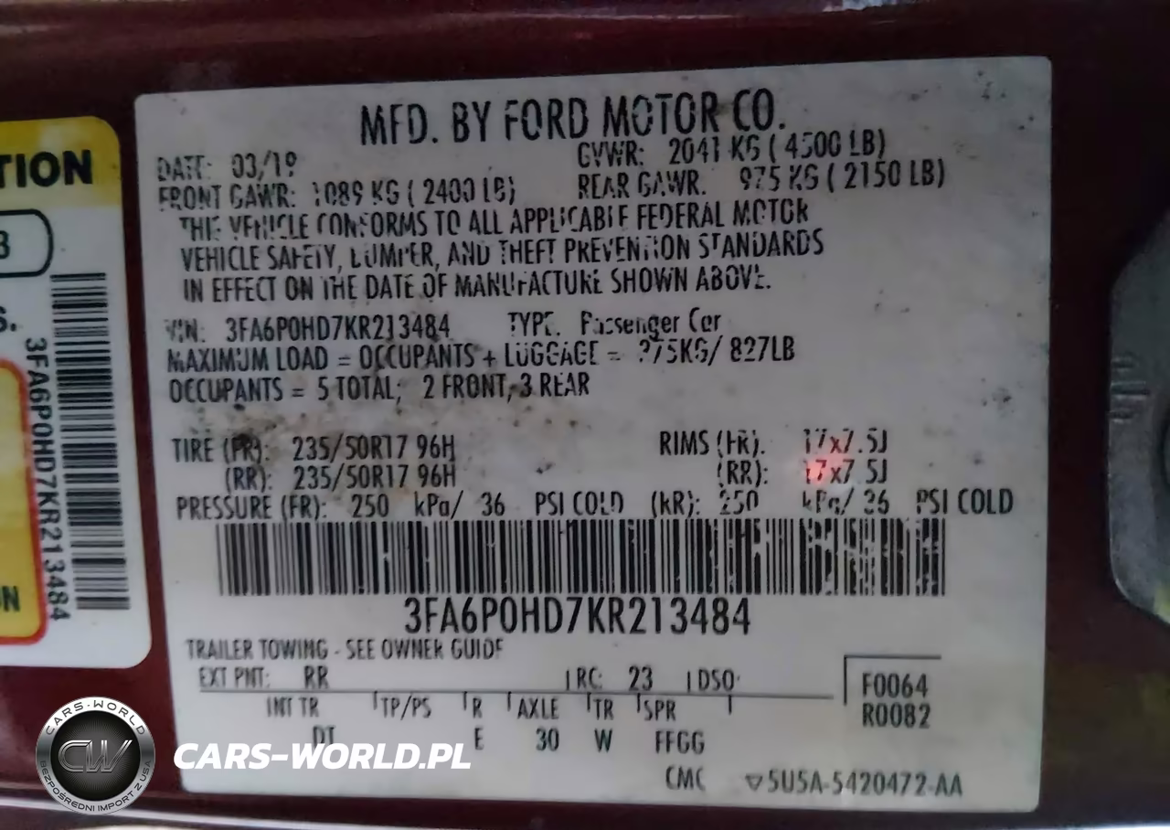 2019 Ford Fusion Se VIN:3FA6P0HD7KR213484 - 9