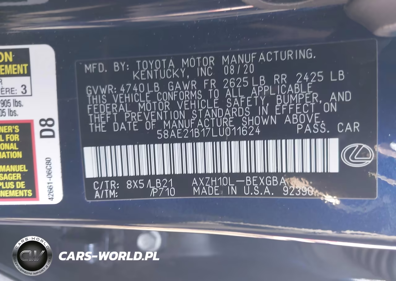 2020 Lexus Es 300H Luxury VIN:58AE21B17LU011624 - 9