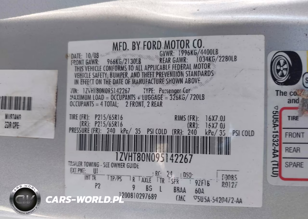 2009 Ford Mustang V6-V6 Premium VIN:1ZVHT80N095142267 - 9