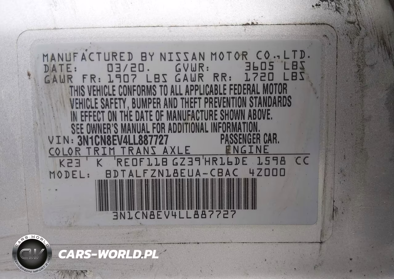 2020 Nissan Versa Sv Xtronic Cvt VIN:3N1CN8EV4LL887727 - 9