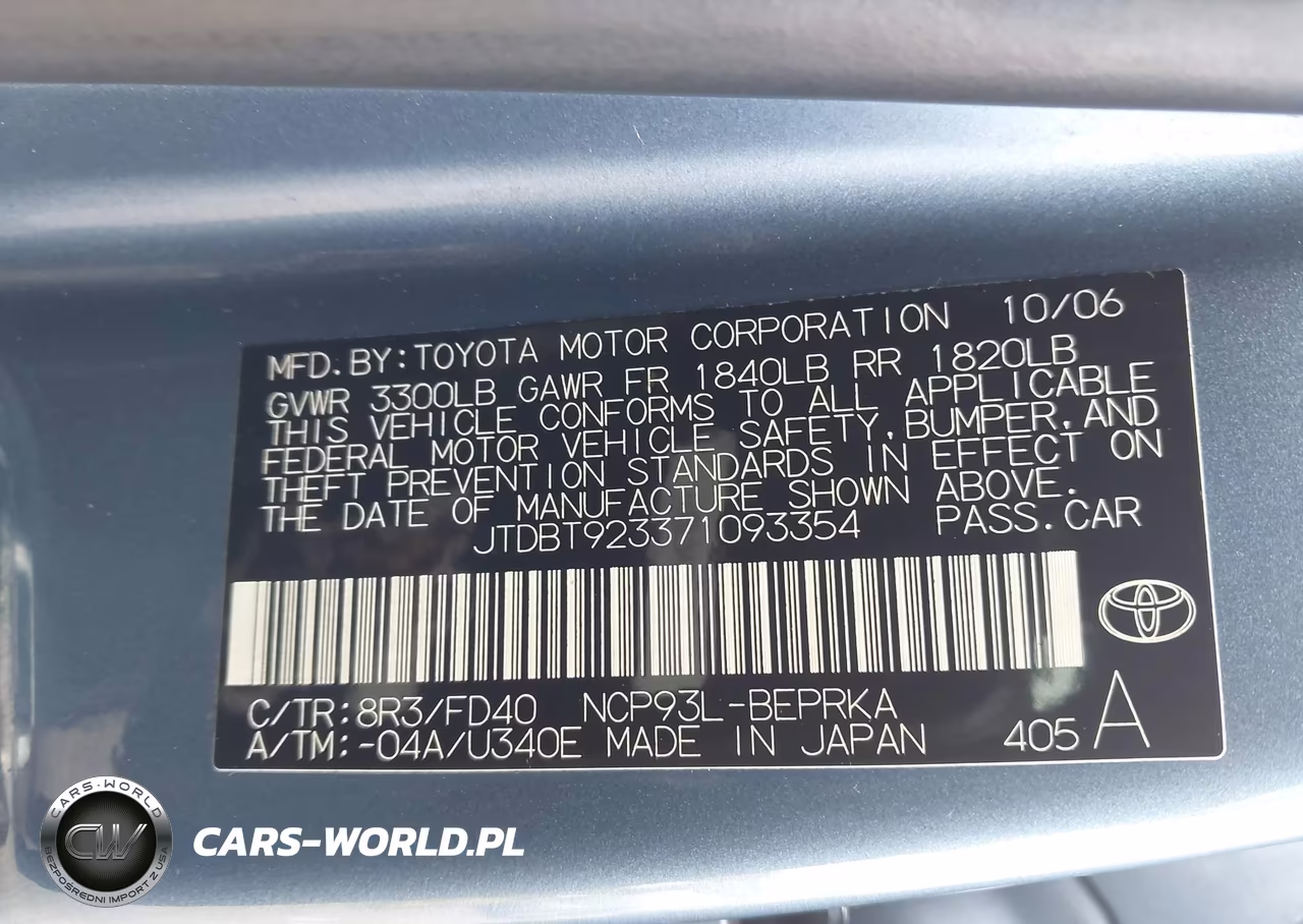 2007 Toyota Yaris VIN:JTDBT923371093354 - 9