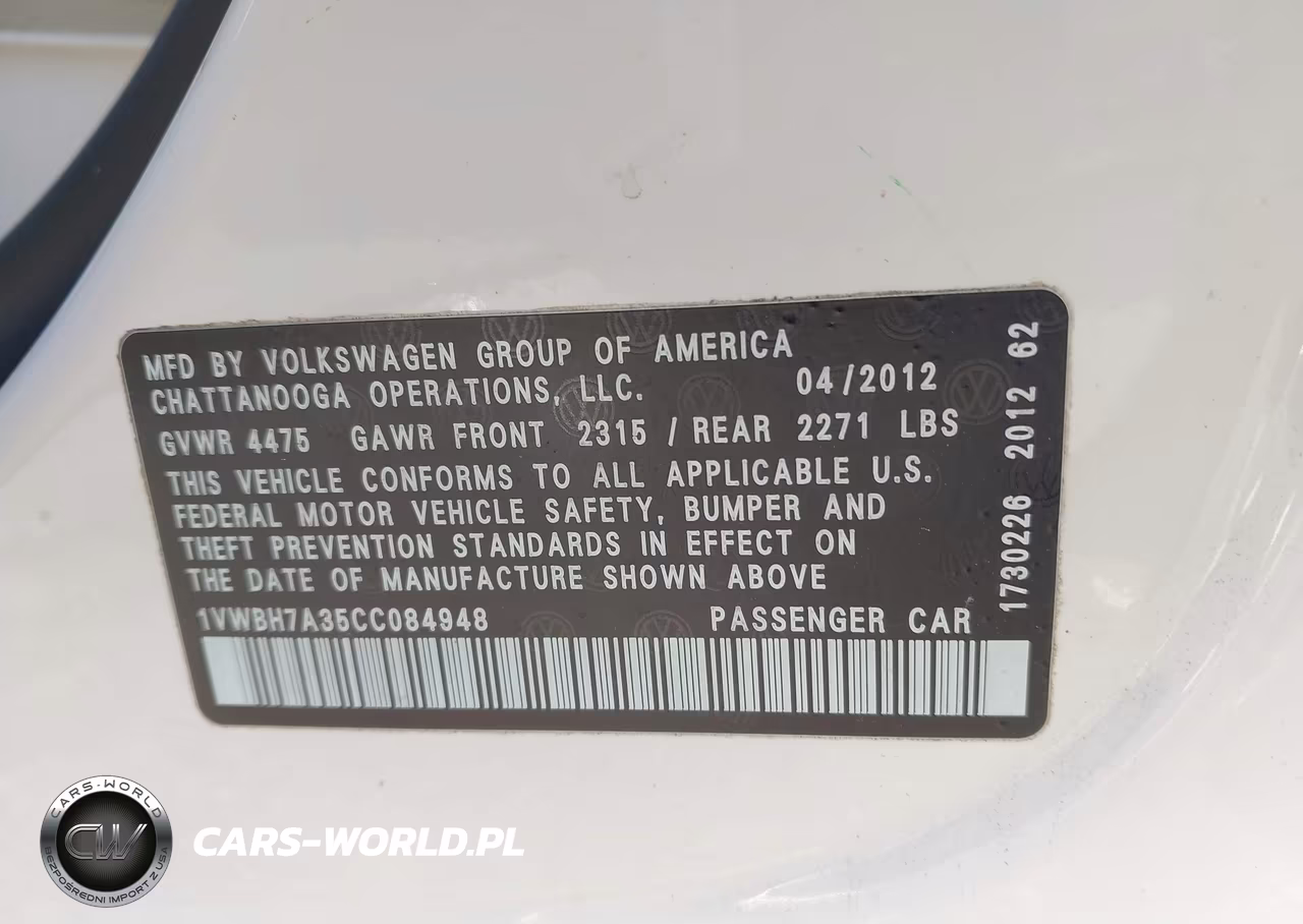 2012 Volkswagen Passat 2.5L Se VIN:1VWBH7A35CC084948 - 9