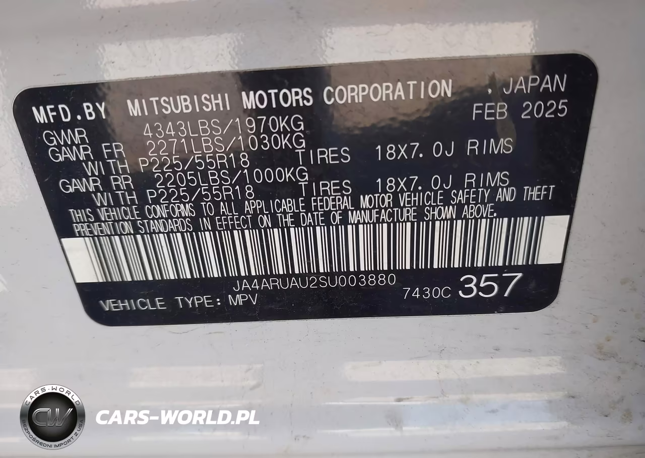 2025 Mitsubishi Outlander Sport 2.0 Es Awc-2.0 Le Awc-2.0 S Awc-2.0 Se Awc-2.0 Trail Edition Awc VIN:JA4ARUAU2SU003880 - 9