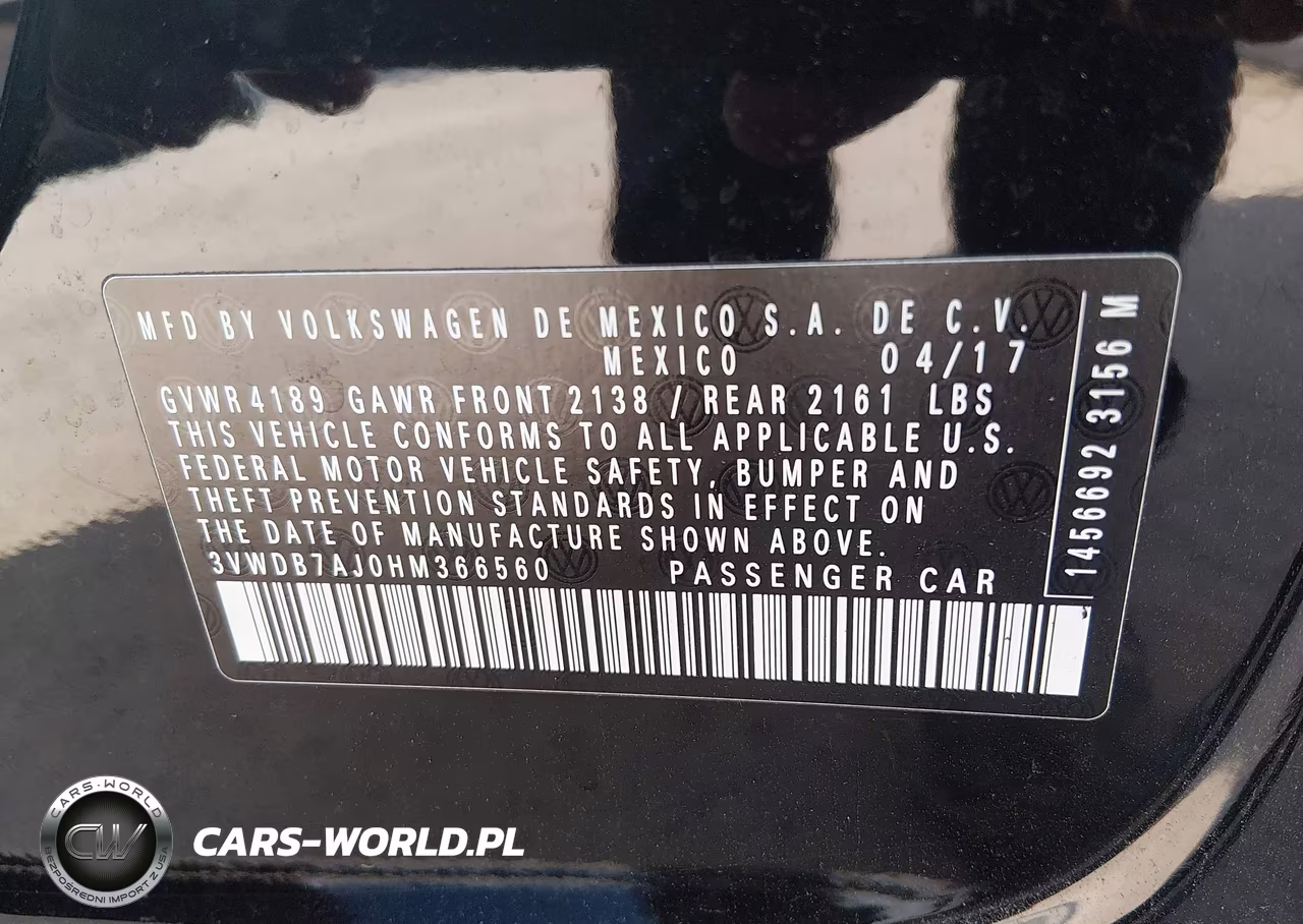 2017 Volkswagen Jetta 1.4T Se VIN:3VWDB7AJ0HM366560 - 9