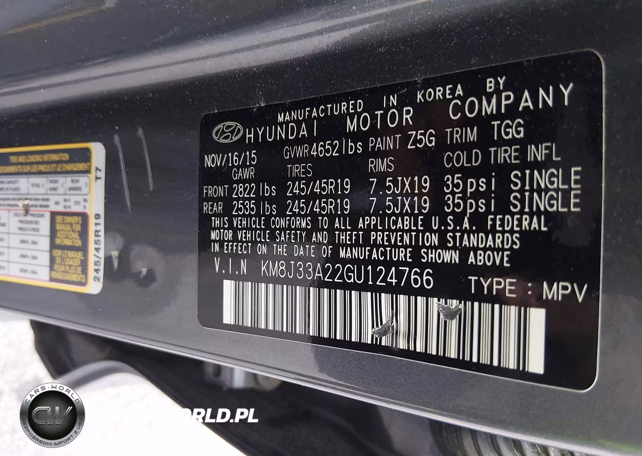 2016 Hyundai Tucson Sport VIN:KM8J33A22GU124766 - 9