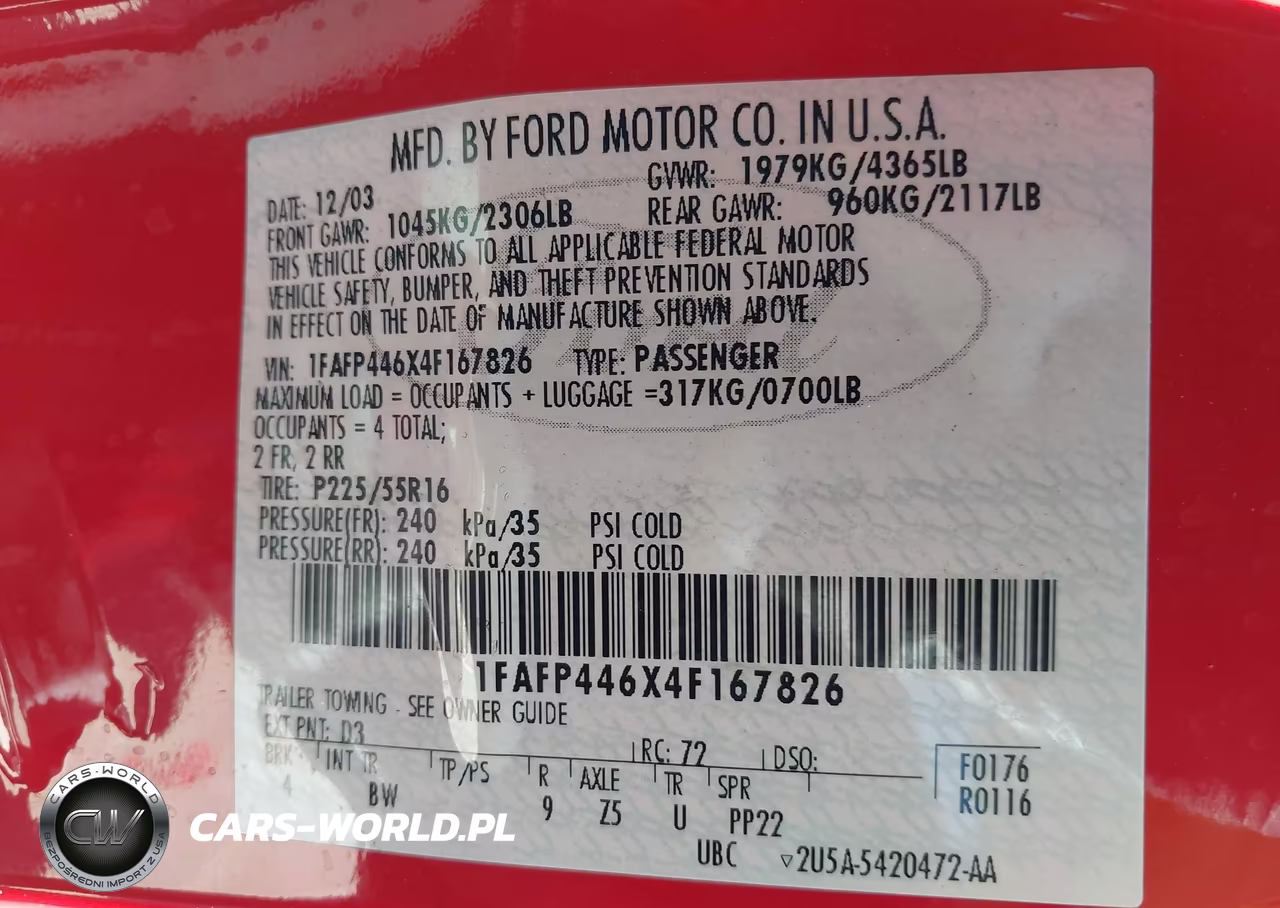 2004 Ford Mustang VIN:1FAFP446X4F167826 - 9
