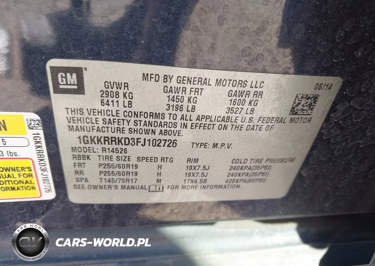 2015 GMC Acadia Slt-1 VIN:1GKKRRKD3FJ102726 - 9