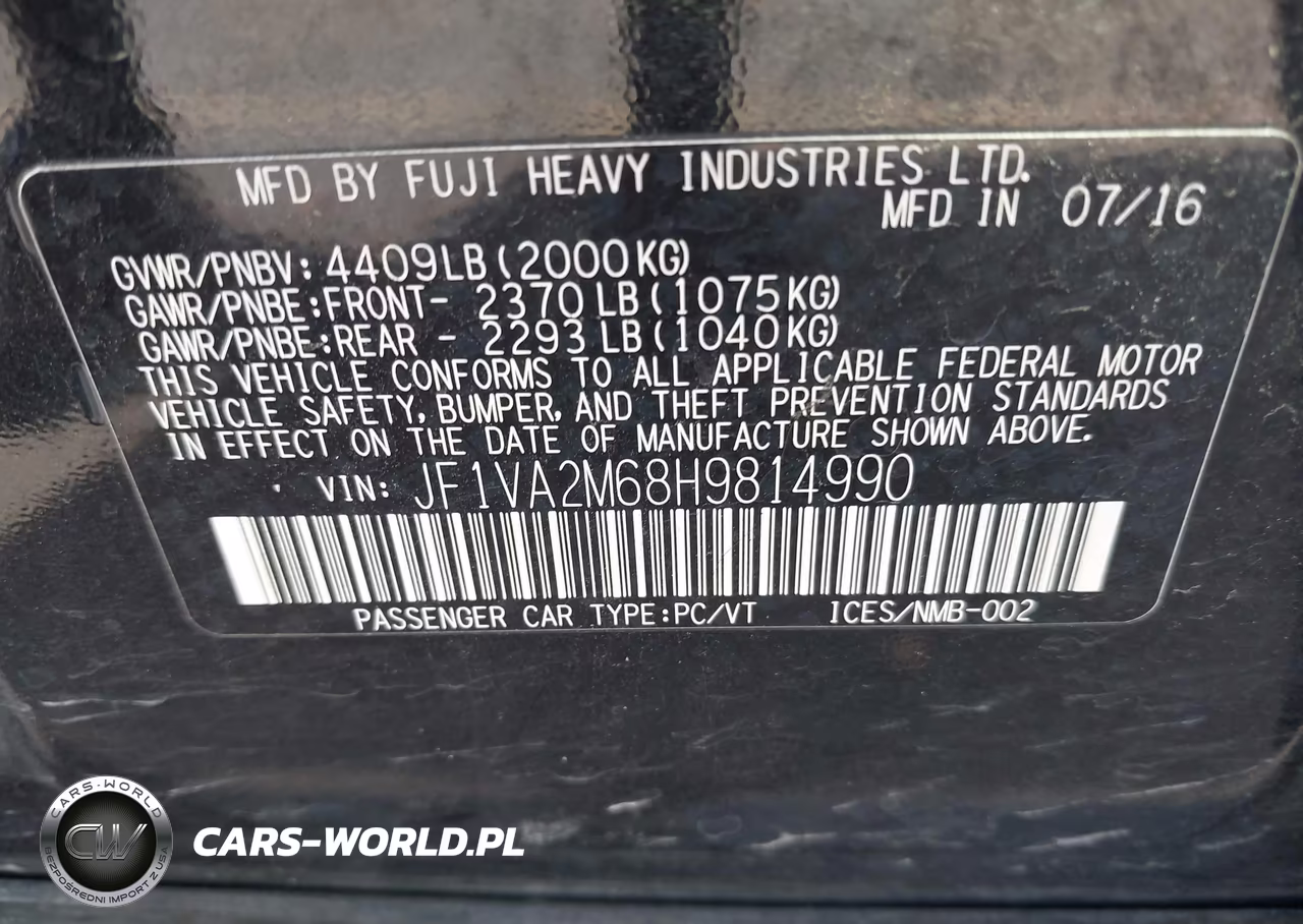2017 Subaru Wrx Sti VIN:JF1VA2M68H9814990 - 9