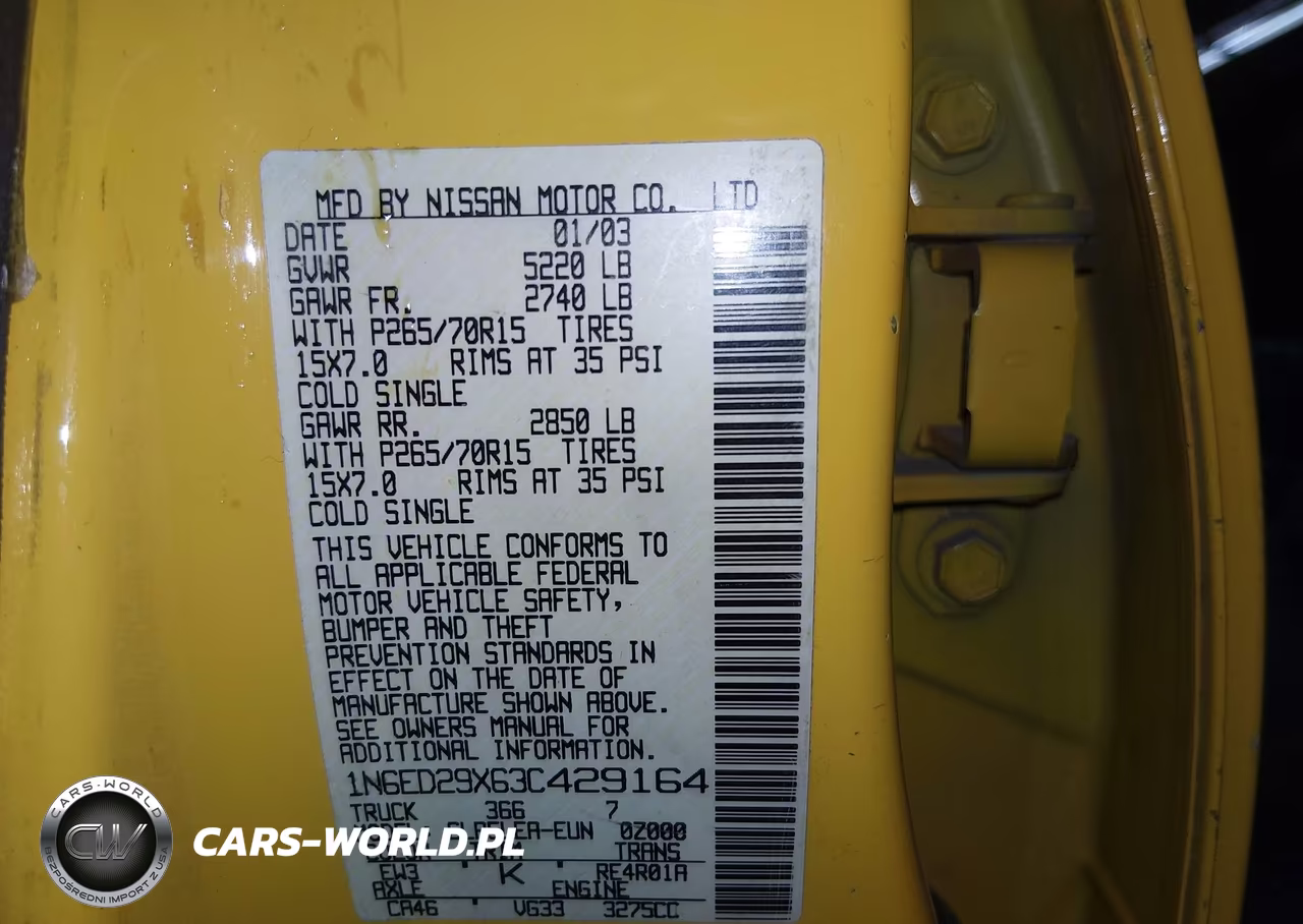 2003 Nissan Frontier Xe-V6 VIN:1N6ED29X63C429164 - 9