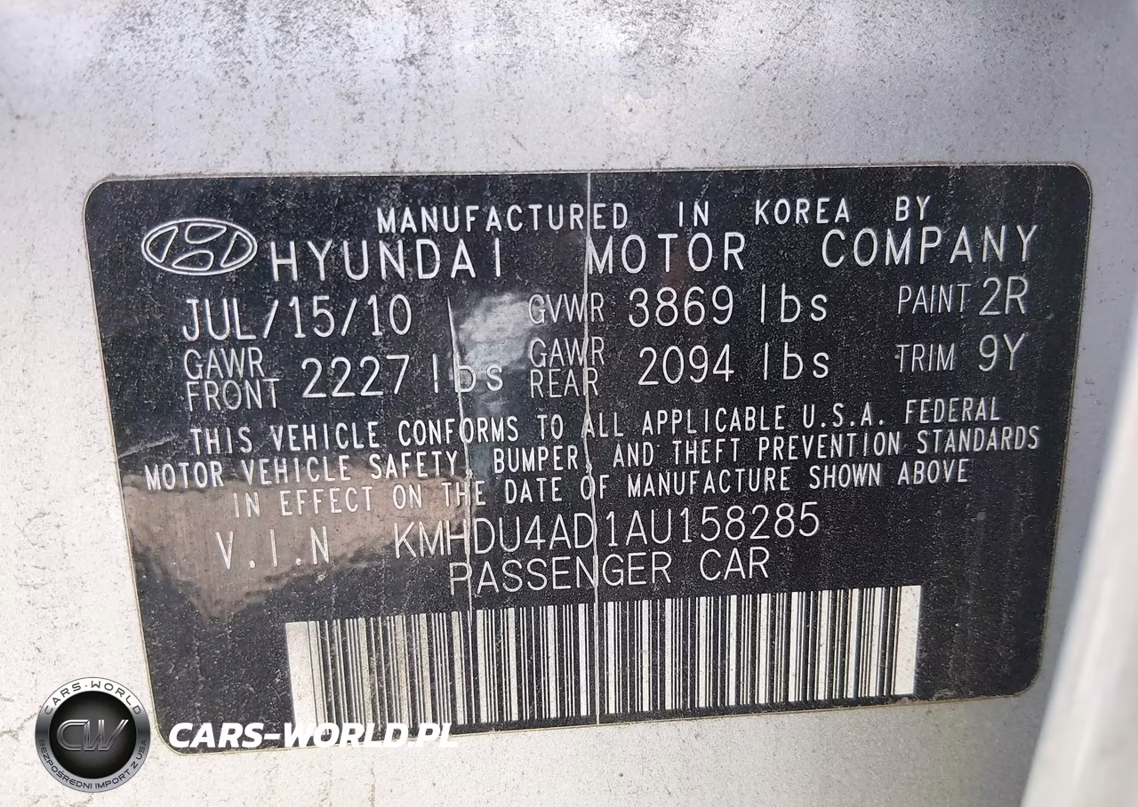 2010 Hyundai Elantra Gls VIN:KMHDU4AD1AU158285 - 9