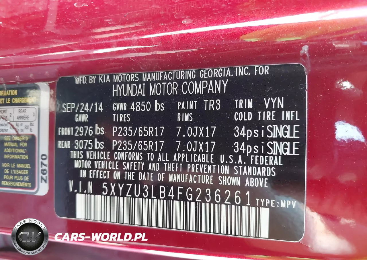 2015 Hyundai Santa Fe Sport 2.4L VIN:5XYZU3LB4FG236261 - 9
