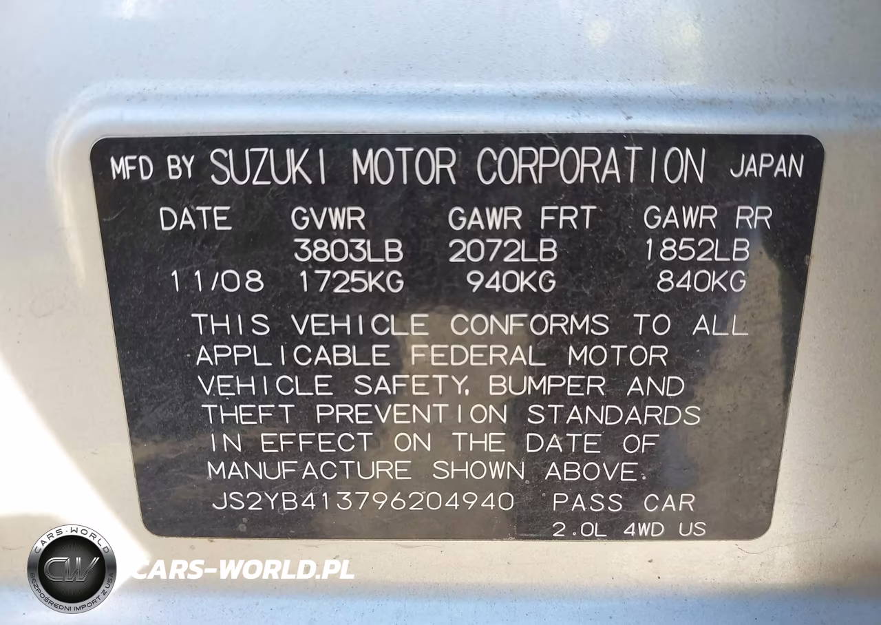 2009 Suzuki Sx4 Technology VIN:JS2YB413796204940 - 9
