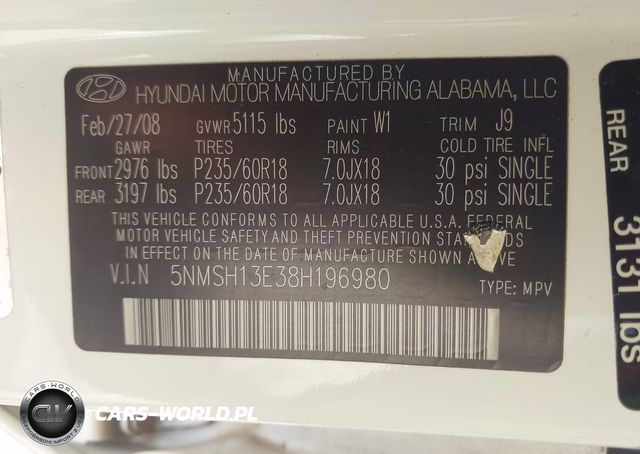 2008 Hyundai Santa Fe Limited-Se VIN:5NMSH13E38H196980 - 9