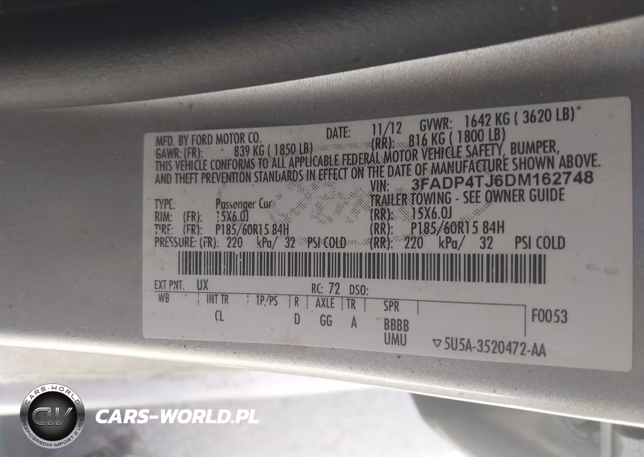 2013 Ford Fiesta S VIN:3FADP4TJ6DM162748 - 9