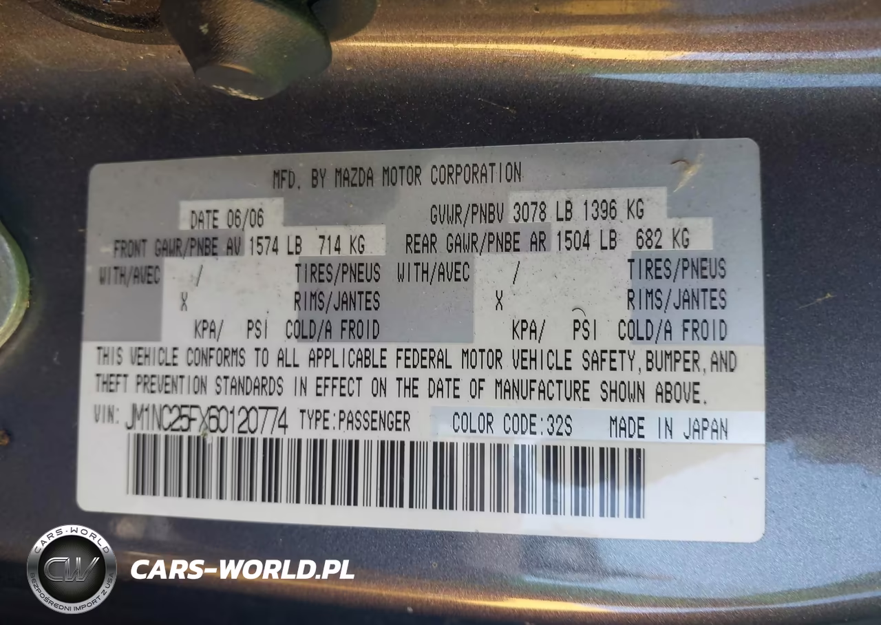 2006 Mazda Mx-5 Sport VIN:JM1NC25FX60120774 - 9