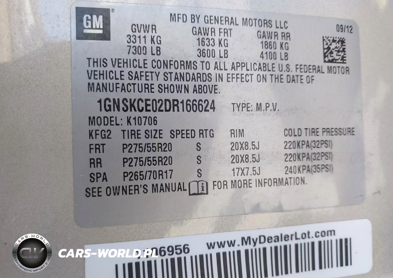 2013 Chevrolet Tahoe Ltz VIN:1GNSKCE02DR166624 - 9