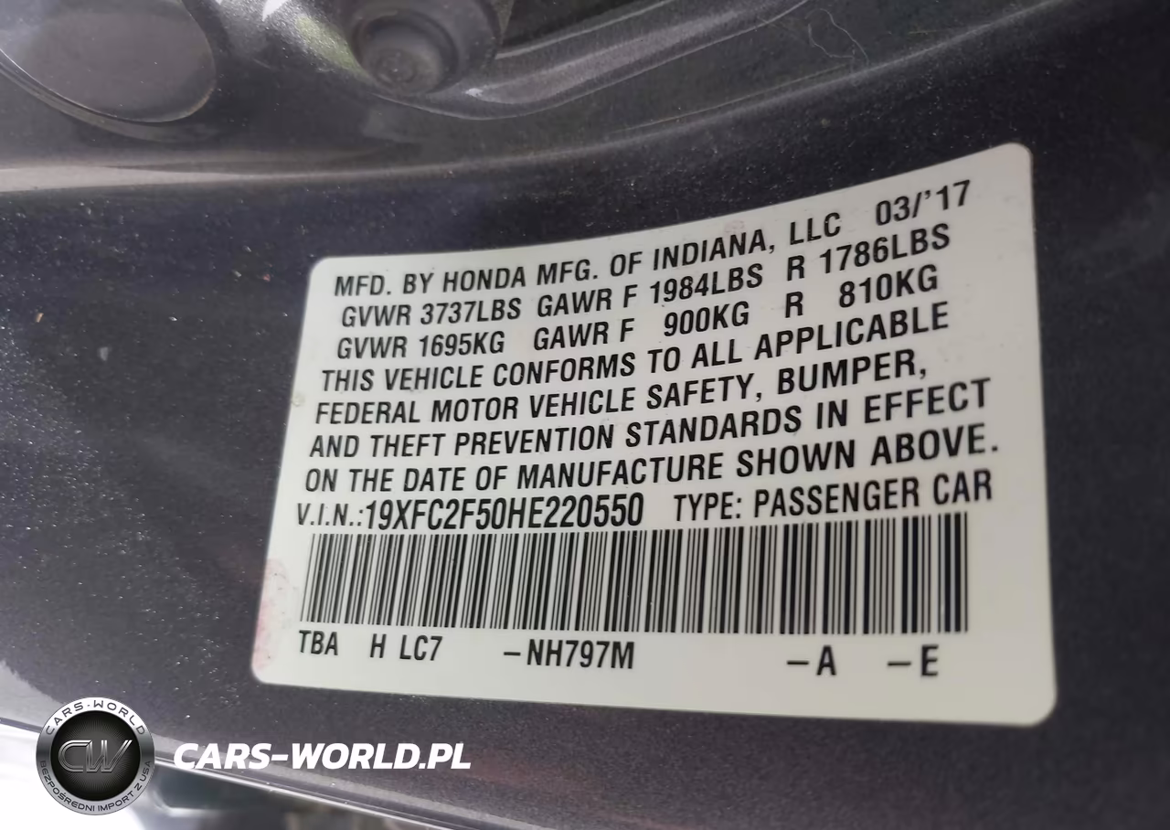 2017 Honda Civic Lx VIN:19XFC2F50HE220550 - 9