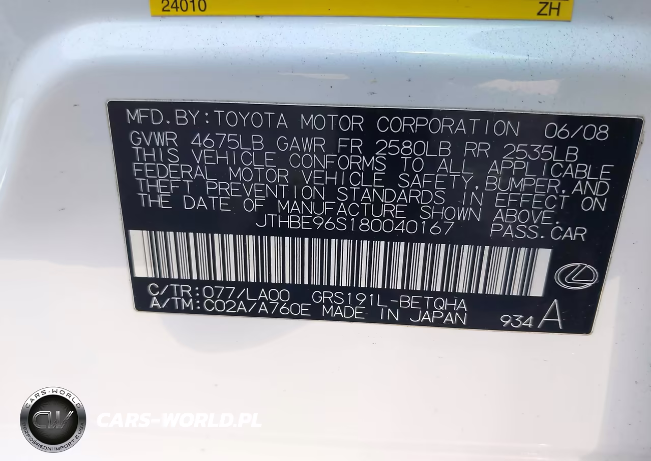 2008 Lexus Gs 350 VIN:JTHBE96S180040167 - 9