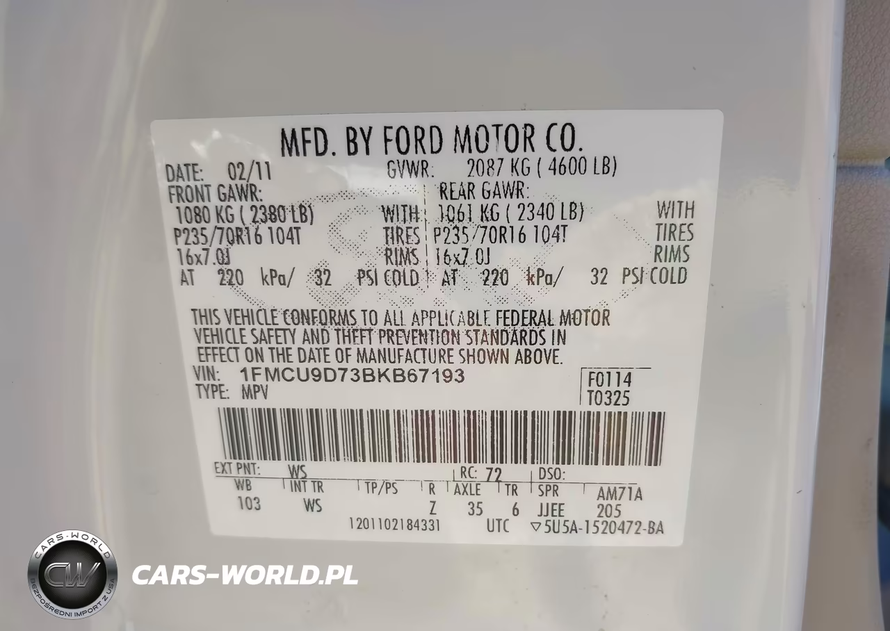 2011 Ford Escape Xlt VIN:1FMCU9D73BKB67193 - 9