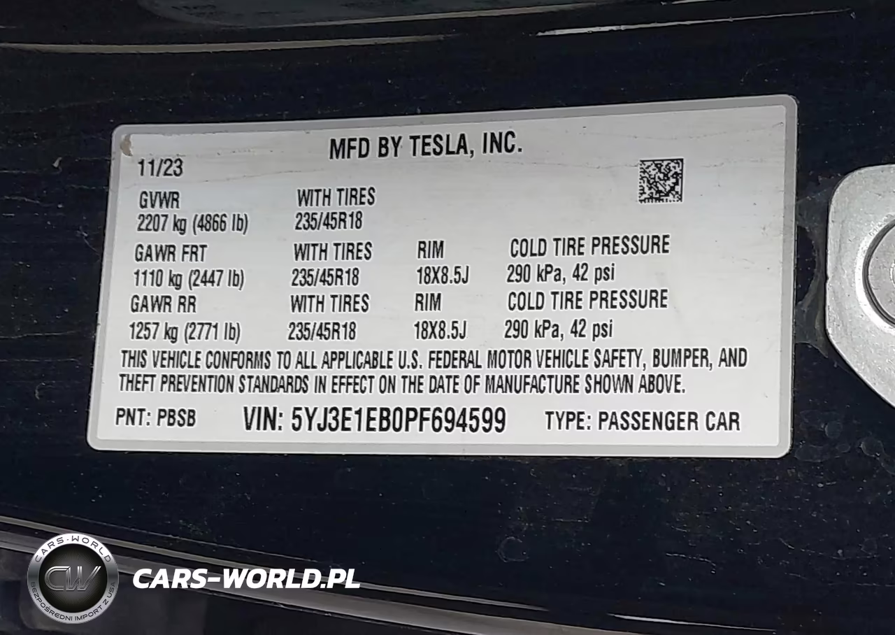 2023 Tesla Model 3 Long Range Dual Motor All-Wheel Drive VIN:5YJ3E1EB0PF694599 - 9
