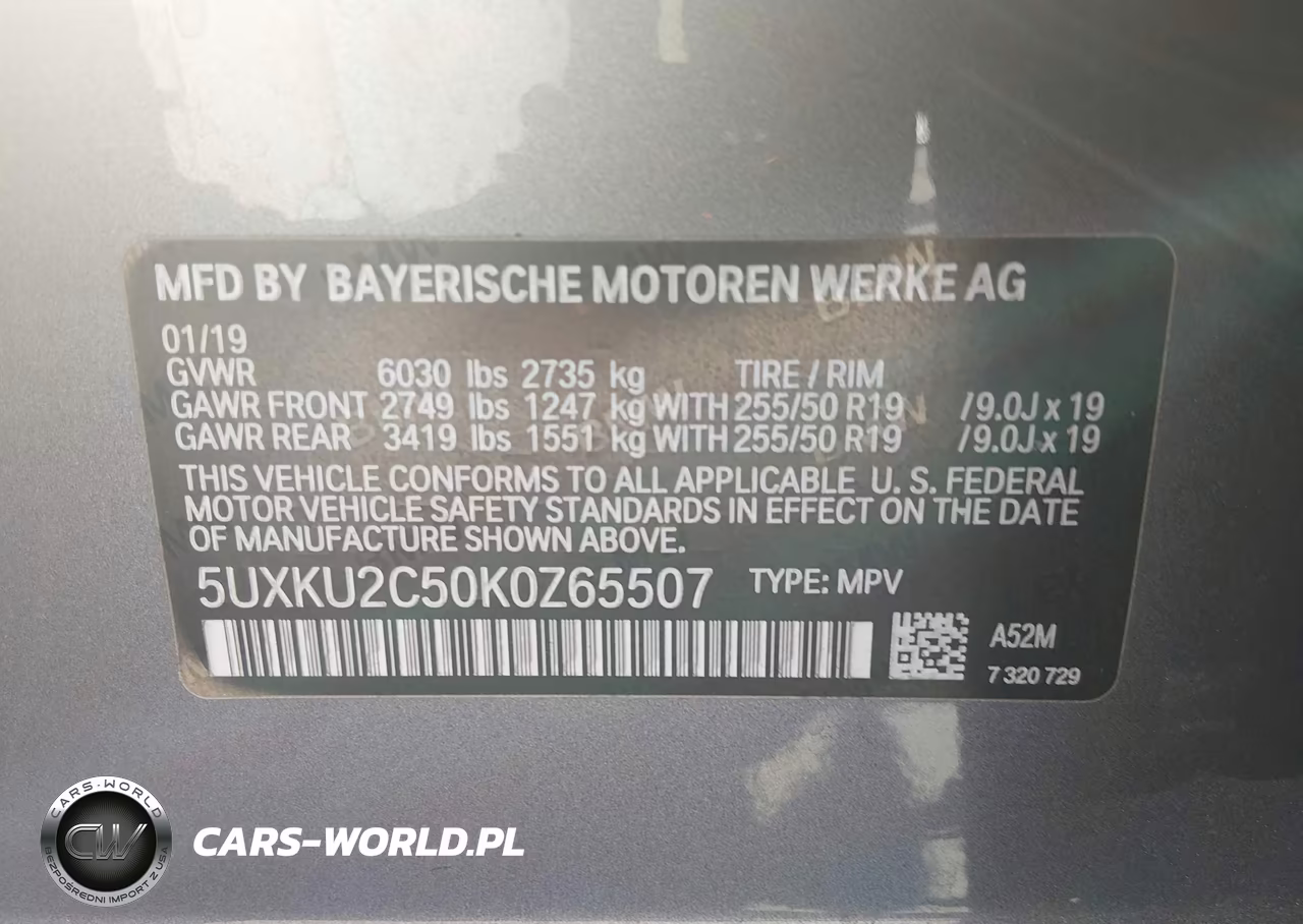 2019 BMW X6 xDrive35I VIN:5UXKU2C50K0Z65507 - 9