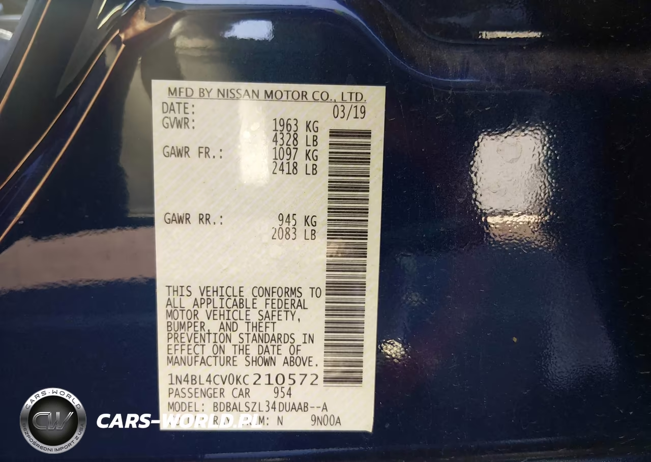 2019 Nissan Altima 2.5 Sr VIN:1N4BL4CV0KC210572 - 9