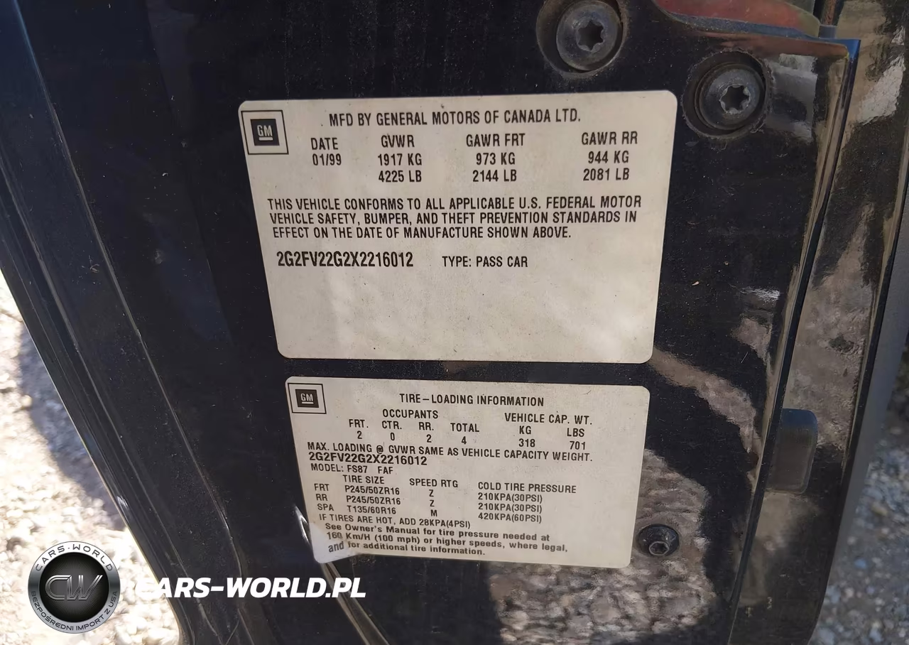 1999 Pontiac Firebird Formula VIN:2G2FV22G2X2216012 - 9