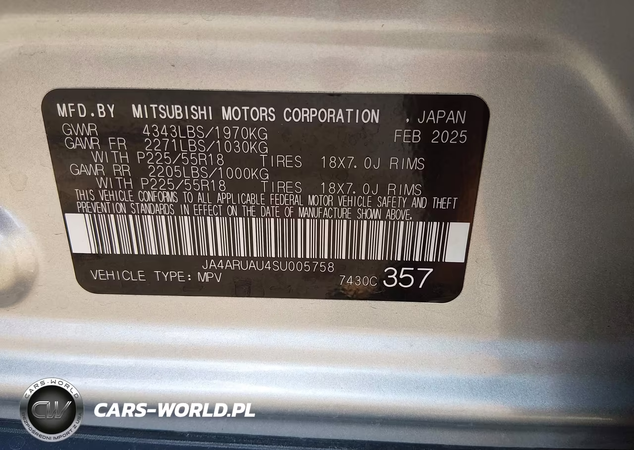 2025 Mitsubishi Outlander Sport 2.0 Es Awc-2.0 Le Awc-2.0 S Awc-2.0 Se Awc-2.0 Trail Edition Awc VIN:JA4ARUAU4SU005758 - 9