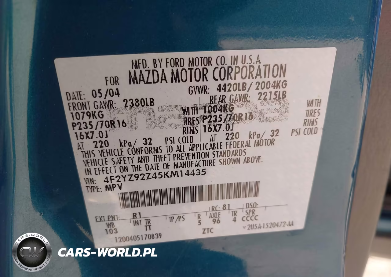 2005 Mazda Tribute I VIN:4F2YZ92Z45KM14435 - 9