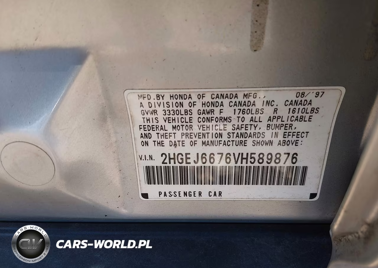 1997 Honda Civic Lx VIN:2HGEJ6676VH589876 - 9